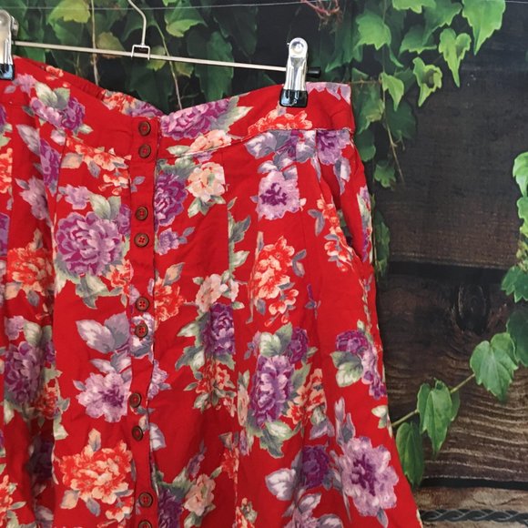 🏖Floral Button Down Skirt, Casual, Flowy, Comfy - Picture 6 of 6